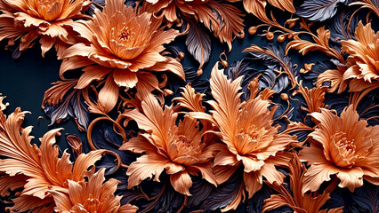 Sticker - orange flowers background