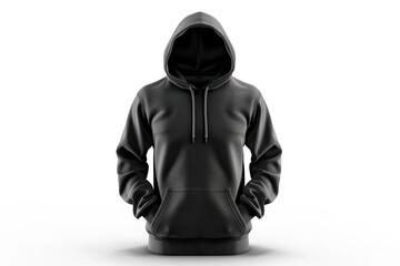 Black male hooded sweatshirt with zipper for design mockup.