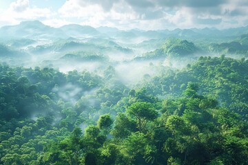 Sticker - Misty Mountain Landscape