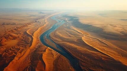 Wall Mural - Aerial View of a River Flowing Through a Desert