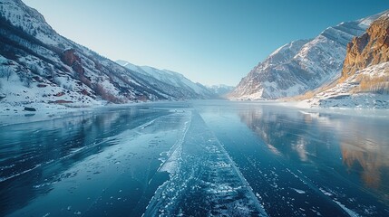 Canvas Print - Frozen Lake in the Mountains