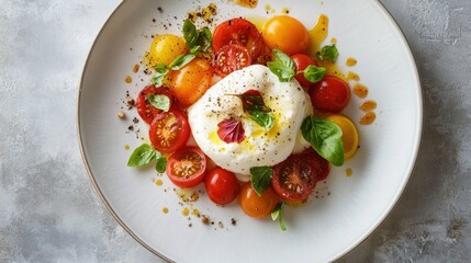 Wall Mural - Burrata Salad with Tomatoes and Basil