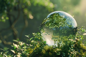 Green forest globe with ESG  circular economy  net zero.