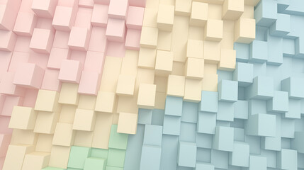 Wall Mural - Colorful Pastel 3D Cubes Stacked in Gradient Formation