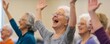 © Design@22 - Group of seniors attending a laughter yoga session, light-hearted and joyful, promoting wellness