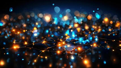 Poster - Abstract technology background with glowing lines and dots