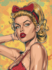 Sticker - Beautiful blonde woman. Pop art retro vector illustration. Comic book style imitation