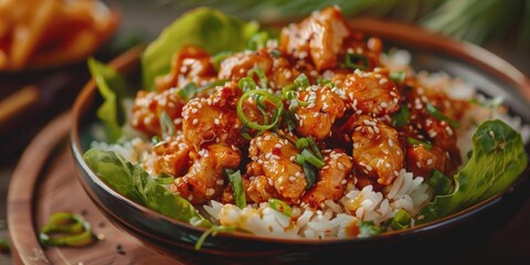 Canvas Print - Spicy Stir Fried Chicken with Korean Cheese