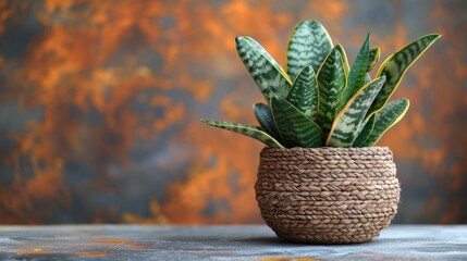 Wall Mural - Snake Plant (Sansevieria) in ceramic pot