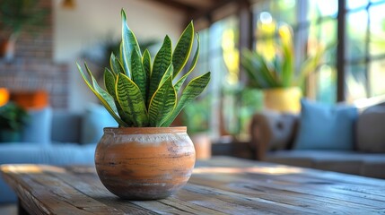 Wall Mural - Snake Plant (Sansevieria) in ceramic pot