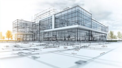 Blueprint of commercial complex with detailed building plans dimensions and labels