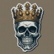 © Rayan Heaven - Sticker skull with a crown on the head. T-shirt sticker with a skull image. Mockup template tattoo with skull