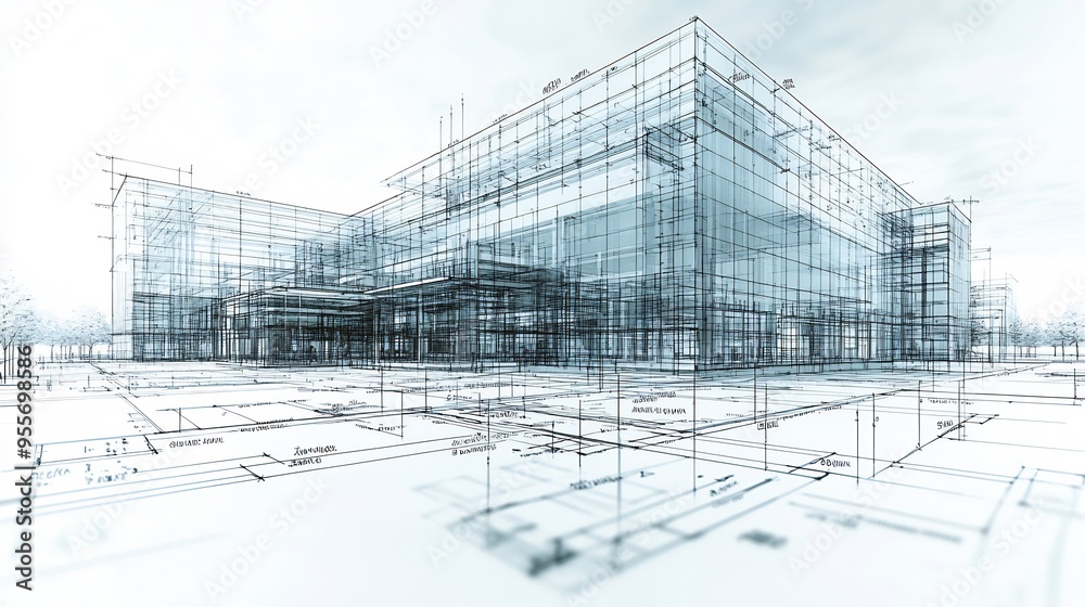 Building Blueprint Complex Blueprint of commercial complex with detailed building plans dimensions ...