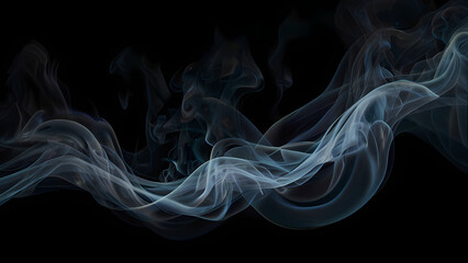 Abstract smoke wisps flowing gracefully across a dark background, creating an ethereal and mystical atmosphere