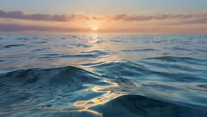 Wall Mural - Ocean tides view, scenic landscape water waves and clouds in sky