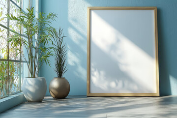 Poster - an empty, clear picture frame on a plain surface, emphasizing the focus on simplicity and the potent