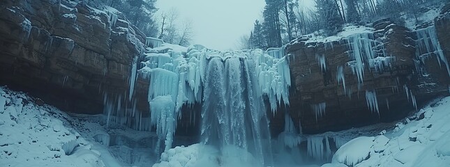 Canvas Print - Frozen Waterfall in Winter Wonderland