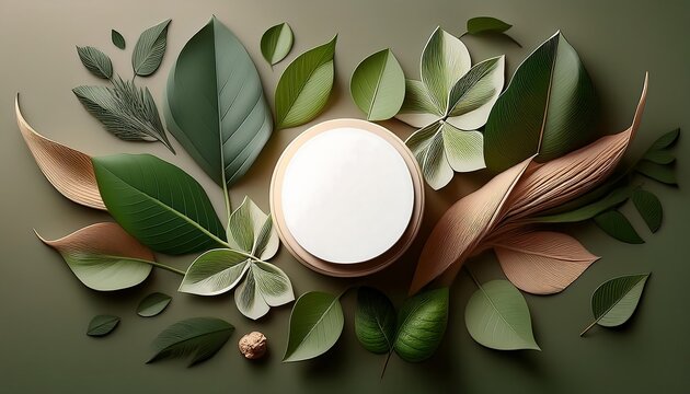 Organic product label mockup with natural elements.
