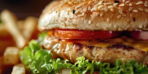 Sticker - Close up view of a chicken burger