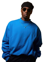 Sticker - PNG Blue clothes black a man portrait photography.