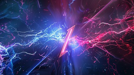 Canvas Print - Abstract Background with Pink and Blue Lightning