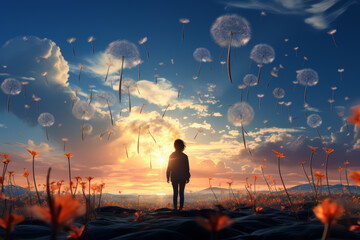 Poster - a dreamer envisioning a brighter future and taking steps to turn their dreams into reality, fueled b