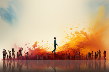 Aufkleber - A motivator inspiring others to believe in themselves and pursue their goals with passion and determination. Concept of inspiration. Generative Ai.