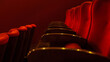 © Karyna - Empty Rows Of Red Velvet And Wooden Seats Are Illuminated By Stage Lights In A Theater Or Cinema