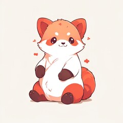 Poster - Adorable Red Panda Cartoon