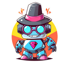 Sticker - Cool Robot Wearing a Hat