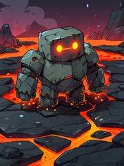 Wall Mural - Stone Golem in Lava