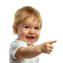 Wall Mural - Lovey baby pointing to choose and press transparent background