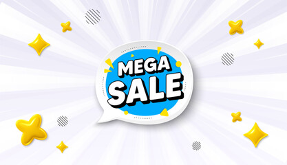Poster - offer sunburst ray banner. mega sale bubble. discount banner shape. coupon sticker icon. mega sale c