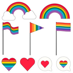 Sticker - Pride month elements png element set, transparent background