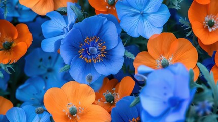 Sticker - Blue and Orange Flower Bouquet