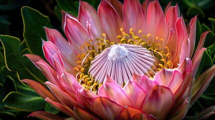 Canvas Print - Close Up of a Pink Protea Flower