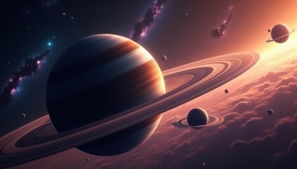 Wall Mural - Planetary system with exoplanets