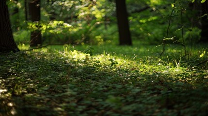 Wall Mural - Sunbeams Filtering Through Forest Floor