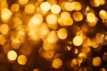 Poster - Golden bokeh lights create a warm, festive atmosphere during a holiday celebration in the evening