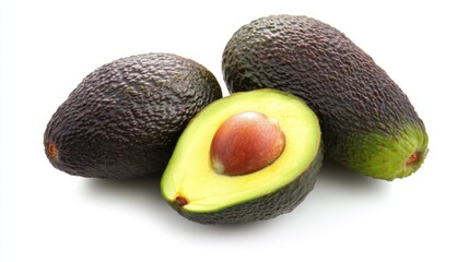 Wall Mural - Fresh Avocados on White Background