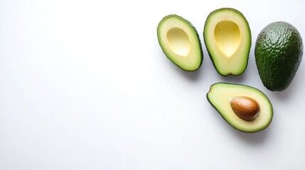 Poster - Fresh Avocados on White Background