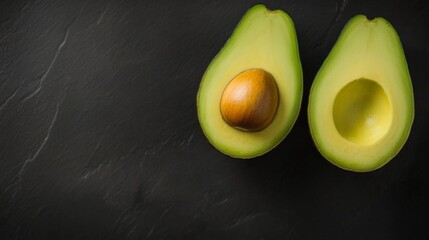 Poster - Fresh Avocado Halves on Slate Background