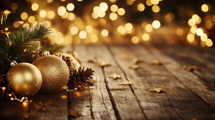 Canvas Print - Christmas Decorations on Wooden Table