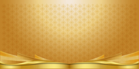 Luxurious Thai ethnic gold pattern, gold background fabric pattern