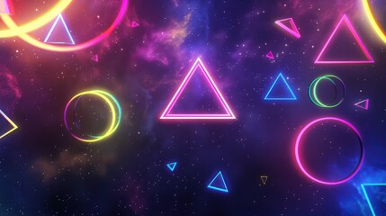 Canvas Print - Neon Shapes in Space