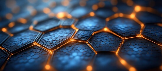 Poster - Abstract Hexagon Pattern with Glowing Lights