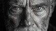 © julija - compelling black and white closeup portrait of elderly mans face emphasizing deep wrinkles weathered skin and piercing gaze full of wisdom