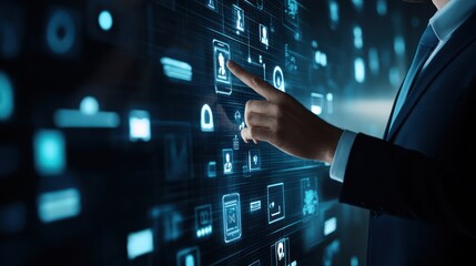 Poster - Businessman Interacting with Interactive Interface