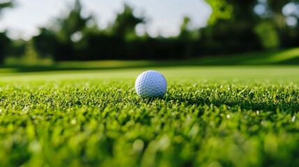 Wall Mural - Close-Up of Golf Ball on Green Grass