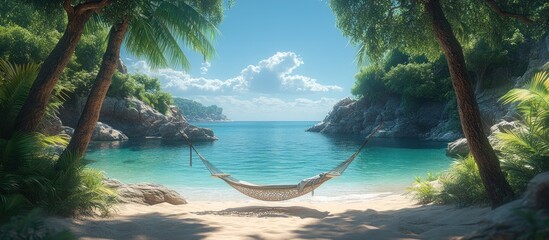 Canvas Print - Relaxing Hammock on a Tropical Beach